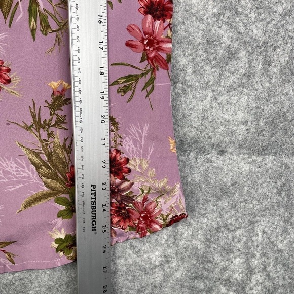 Aura Floral Tunic Top Women's Size M Semi Sheer Lilac Angel Sleeve Office Casual - Picture 5 of 8